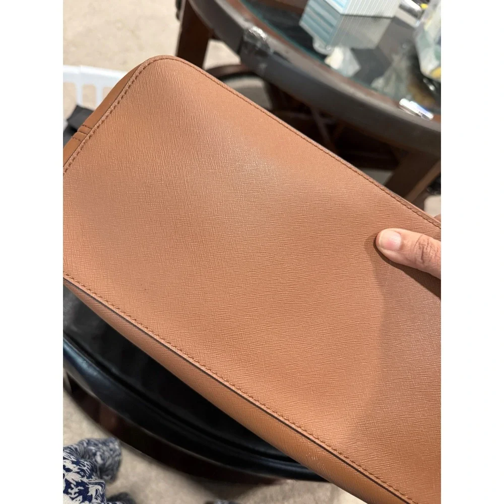 Michael Kors Tote Bag Brown‎ Leather Gold Hardware Top Zip Large